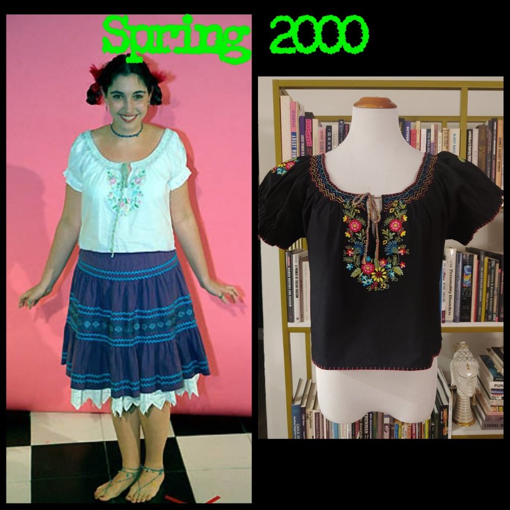 Vintage Betsey Johnson Spring 2000 Y2K Embroidered Peasant Top Blouse L